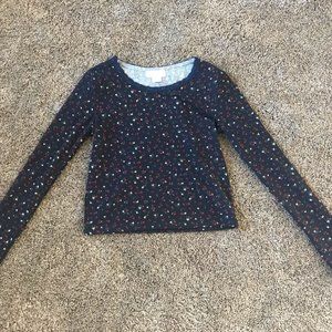 Long-sleeve navy floral shirt